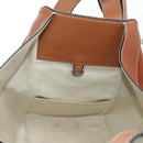 LOEWE Hammock Small Hand Bag Canvas Leather 2way Brown Silver Auth BAZ780V-22