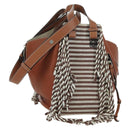 LOEWE Hammock Small Hand Bag Canvas Leather 2way Brown Silver Auth BAZ780V-1