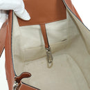 LOEWE Hammock Small Hand Bag Canvas Leather 2way Brown Silver Auth BAZ780V-23