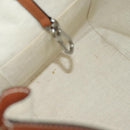 LOEWE Hammock Small Hand Bag Canvas Leather 2way Brown Silver Auth BAZ780V-11