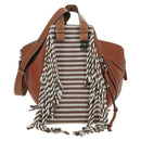 LOEWE Hammock Small Hand Bag Canvas Leather 2way Brown Silver Auth BAZ780V-13