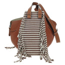 LOEWE Hammock Small Hand Bag Canvas Leather 2way Brown Silver Auth BAZ780V-2