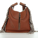 LOEWE Hammock Small Hand Bag Canvas Leather 2way Brown Silver Auth BAZ780V-3