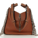 LOEWE Hammock Small Hand Bag Canvas Leather 2way Brown Silver Auth BAZ780V-4