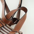 LOEWE Hammock Small Hand Bag Canvas Leather 2way Brown Silver Auth BAZ780V-14