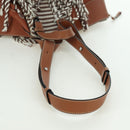 LOEWE Hammock Small Hand Bag Canvas Leather 2way Brown Silver Auth BAZ780V-8