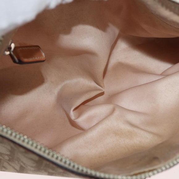 Christian Dior Trotter Romantic Chain Shoulder Bag PVC Beige Silver Auth BAZ781
