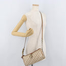 Christian Dior Trotter Romantic Chain Shoulder Bag PVC Beige Silver Auth BAZ781-23