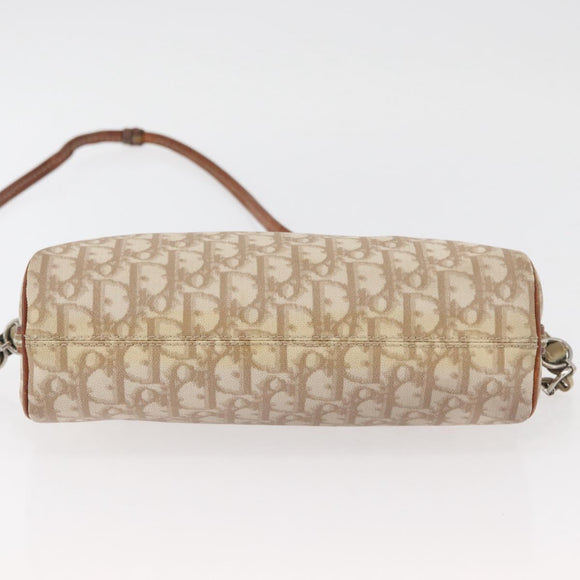 Christian Dior Trotter Romantic Chain Shoulder Bag PVC Beige Silver Auth BAZ781