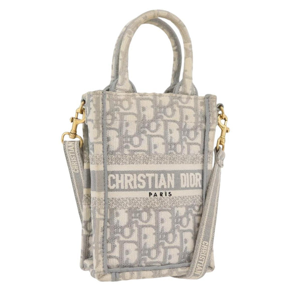 Christian Dior Trotter Canvas Book Tote Vertical Bag Mini Bag 2way Auth BAZ782A