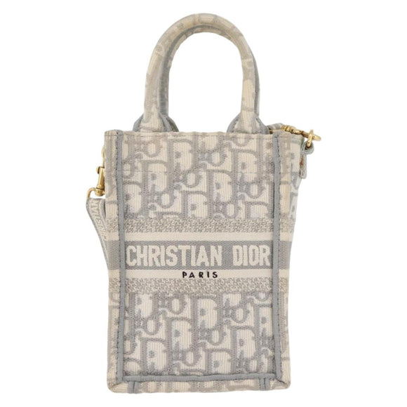 Christian Dior Trotter Canvas Book Tote Vertical Bag Mini Bag 2way Auth BAZ782A