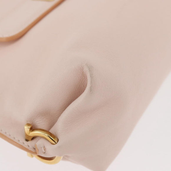 Salvatore Ferragamo Gancini Handtas Leer 2-weg Roze Goud Auth BAZ784A