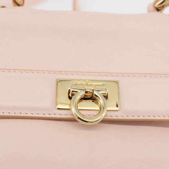 Salvatore Ferragamo Gancini Handtas Leer 2-weg Roze Goud Auth BAZ784A