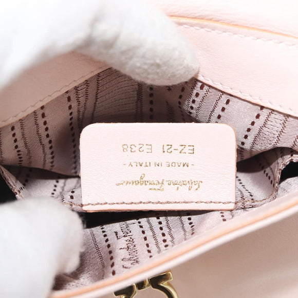 Salvatore Ferragamo Gancini Handtas Leer 2-weg Roze Goud Auth BAZ784A