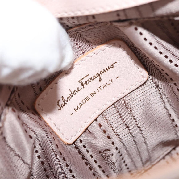 Salvatore Ferragamo Gancini Handtas Leer 2-weg Roze Goud Auth BAZ784A