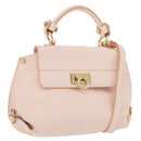 Salvatore Ferragamo Gancini Handtas Leer 2-weg Roze Goud Auth BAZ784A-1