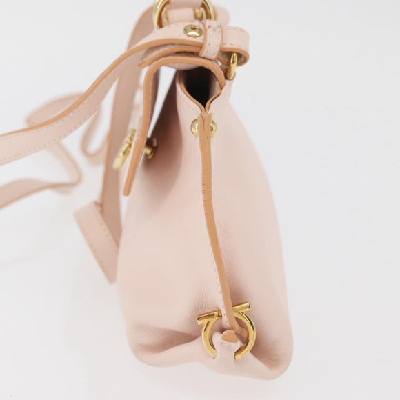 Salvatore Ferragamo Gancini Handtas Leer 2-weg Roze Goud Auth BAZ784A