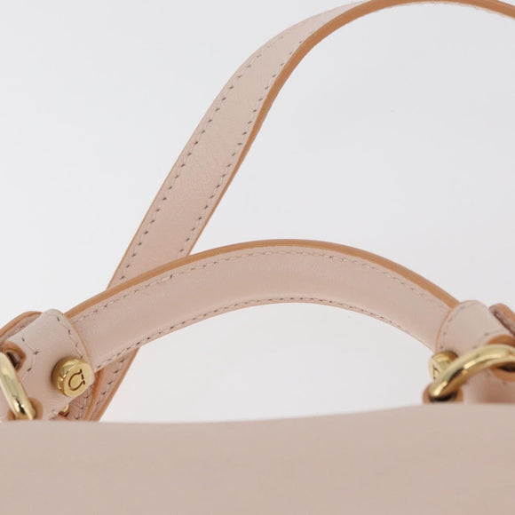 Salvatore Ferragamo Gancini Handtas Leer 2-weg Roze Goud Auth BAZ784A
