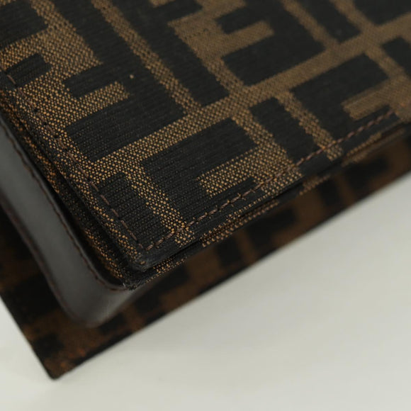 FENDI Zucca Canvas Shoulder Bag Black Brown gold Auth BAZ787V