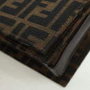 FENDI Zucca Canvas Shoulder Bag Black Brown gold Auth BAZ787V-14