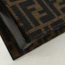FENDI Zucca Canvas Shoulder Bag Black Brown gold Auth BAZ787V-15