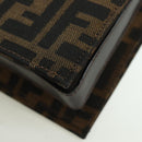 FENDI Zucca Canvas Shoulder Bag Black Brown gold Auth BAZ787V-16