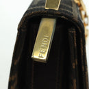 FENDI Zucca Canvas Shoulder Bag Black Brown gold Auth BAZ787V-17