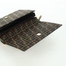 FENDI Zucca Canvas Shoulder Bag Black Brown gold Auth BAZ787V-18