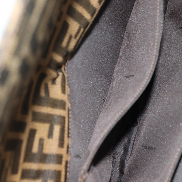 FENDI Zucca Canvas Shoulder Bag Black Brown gold Auth BAZ787V