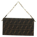 FENDI Zucca Canvas Shoulder Bag Black Brown gold Auth BAZ787V-2