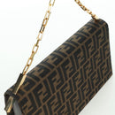 FENDI Zucca Canvas Shoulder Bag Black Brown gold Auth BAZ787V-6