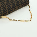 FENDI Zucca Canvas Shoulder Bag Black Brown gold Auth BAZ787V-7
