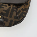 FENDI Zucca Canvas Hand Bag 2way Black Brown gold Auth BAZ788A-14