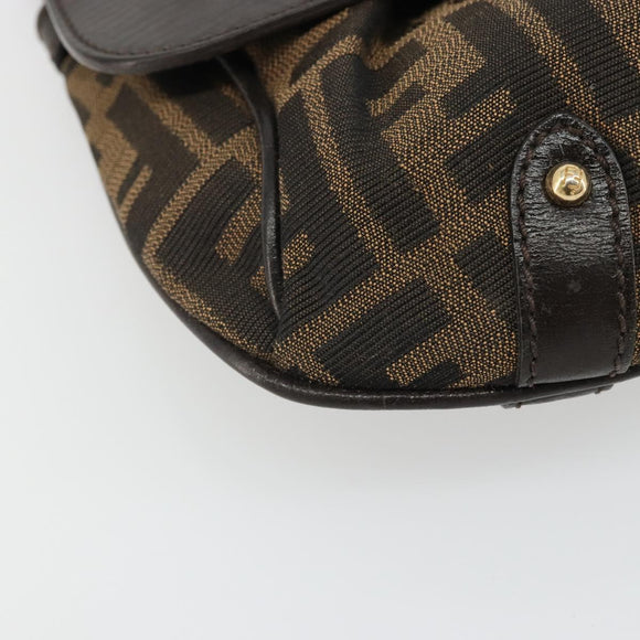 FENDI Zucca Canvas Hand Bag 2way Black Brown gold Auth BAZ788A
