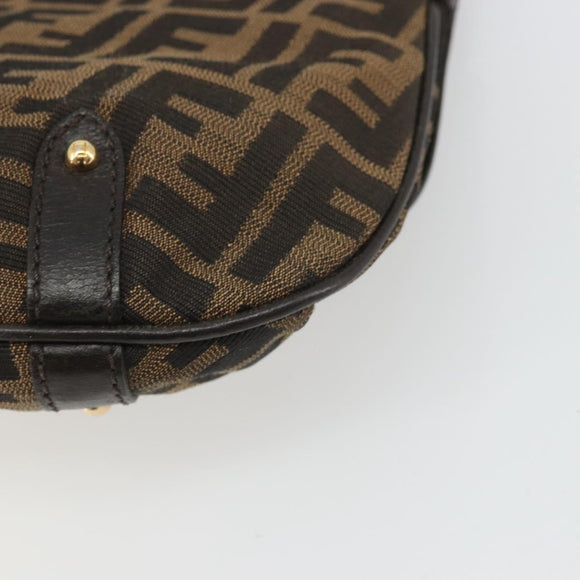 FENDI Zucca Canvas Hand Bag 2way Black Brown gold Auth BAZ788A