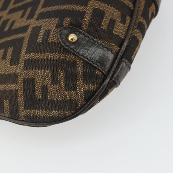 FENDI Zucca Canvas Hand Bag 2way Black Brown gold Auth BAZ788A
