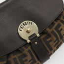 FENDI Zucca Canvas Hand Bag 2way Black Brown gold Auth BAZ788A-17