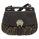 FENDI Zucca Canvas Hand Bag 2way Black Brown gold Auth BAZ788A-13