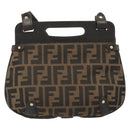 FENDI Zucca Canvas Hand Bag 2way Black Brown gold Auth BAZ788A-2