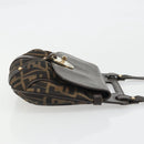 FENDI Zucca Canvas Hand Bag 2way Black Brown gold Auth BAZ788A-3
