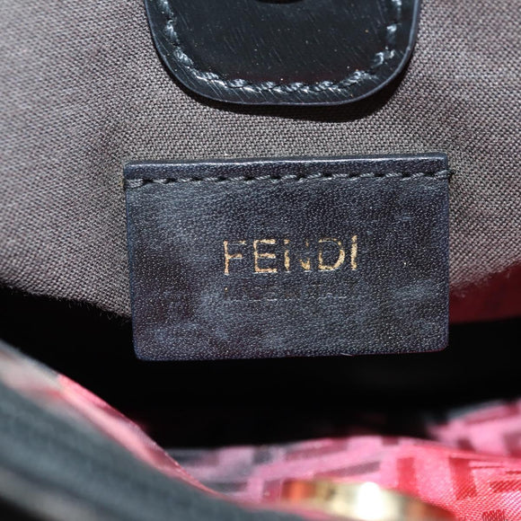 FENDI Zucchino Canvas Tote Bag Red Gold Auth BAZ791SAM