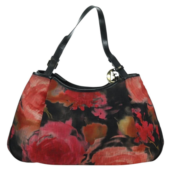 FENDI Zucchino Canvas Tote Bag Red Gold Auth BAZ791SAM