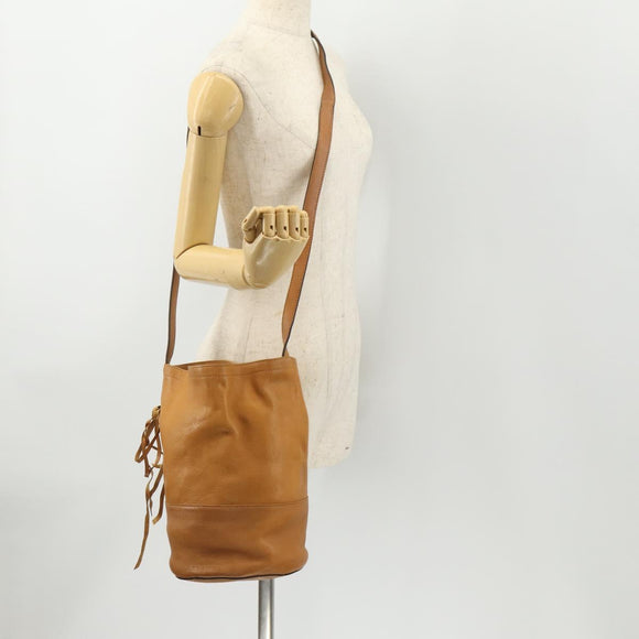 CELINE Shoulder Bag Leather Beige Auth BAZ792