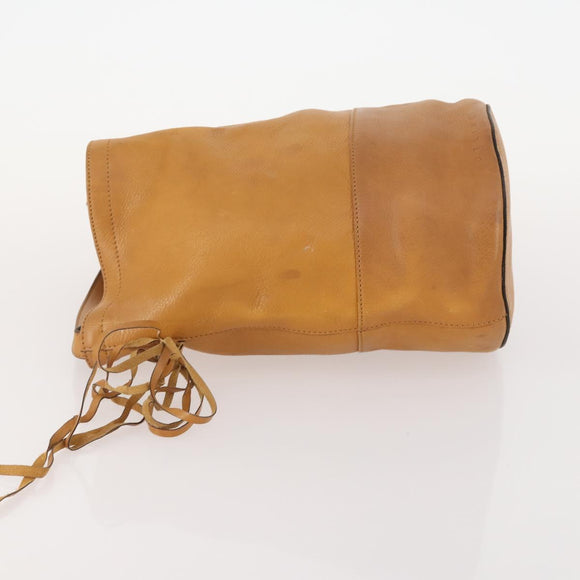 CELINE Shoulder Bag Leather Beige Auth BAZ792
