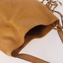 CELINE Shoulder Bag Leather Beige Auth BAZ792-6