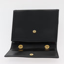 CELINE Circle Hand Bag Leather Black Gold Auth BAZ793V-9