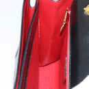 CELINE Circle Hand Bag Leather Black Gold Auth BAZ793V-22