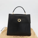 CELINE Circle Hand Bag Leather Black Gold Auth BAZ793V-12