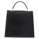 CELINE Circle Hand Bag Leather Black Gold Auth BAZ793V-2
