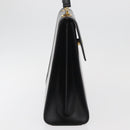 CELINE Circle Hand Bag Leather Black Gold Auth BAZ793V-5